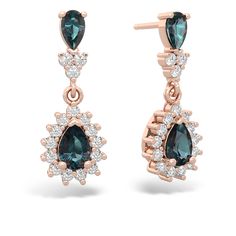 The epitome of elegance and style, these color-changing alexandrite earrings feature  32 dazzling diamonds for a total of {diamondcarats}, sparkling in 14K Rose Gold. Perfect for that upscale occasion, the brilliance of these earrings will capture every eye in the room. Luxury Lab-created Sapphire Jewelry, London Topaz, Alexandrite Jewelry, Blue Topaz Jewelry, Tanzanite Jewelry, Tanzanite Earrings, Topaz Jewelry, Blue Topaz Earrings, Topaz Earrings