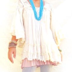 Nwots-Bohemian Tunic, Angel Wings Sleeves Also Can Be Worn As A Mini Dress. I Have 1-White Or 1-Blue Gorgeous Lightweight And Floey.Soft Lightweight White Rayon Rayon & Satin Ribbons For Trim ,Really Keep You Cool And It Drys Quickly Great For The Hot Weather That We’re Having All Over The Country. Please Refer To Pictures. These Are A Size 5x But If It’s More Like A 3x, But Has Plenty A Room It’s Very Flowy Please Refer To Pictures Bohemian Tunic For Fall Vacation, Flowy Free-spirited Boho Dress For Spring, Flowy Bohemian Boho Dress With Ruffles, Flowy Bohemian Dress With Ruffles, Beige Bohemian Dress For Brunch, Spring Bohemian Boho Dress With Ruffles, Bohemian Dress With Boho Collar For Spring, Bohemian Boho Dress With Lace Trim For Vacation, Bohemian Beach Tunic For Fall