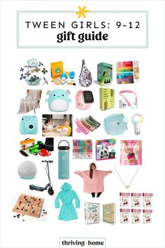 the gift guide for two girls is shown