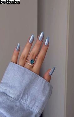 Chrome Nails, Nail Polish, Nails, Ring, Blue