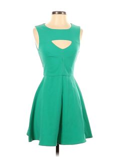 French Connection Cocktail Dress Size: 2 Green Dresses - used. 62% POLYESTER, 33% VISCOSE, 5% ELASTANE, A-Line, Keyhole, Solid, Knee Length, Sleeveless | French Connection Cocktail Dress - A-Line: Green Solid Dresses - Used - Size 2 Green Cutout Spring Dress, Spring Green Mini Dress With Cutout, Green Cutout Mini Dress For Spring, Green Hearts, Green Cocktail Dress, Green Cocktail, Green Dresses, Heart Dress, Solid Dress