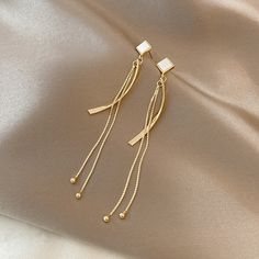 Aveuri 2023 Korean Gold Color Long Tassel Earrings For Women Fashion C Gold Chain Earrings, Threader Earrings Gold, Butterfly Heart, Long Tassel Earrings, Crystal Butterfly, Threader Earrings, Elegant Party, Party Jewelry, Gold Earrings Dangle