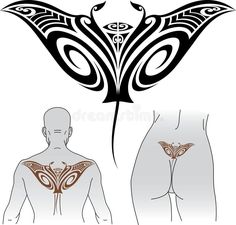 an image of a man with tattoos on his body and butterfly wings in the background