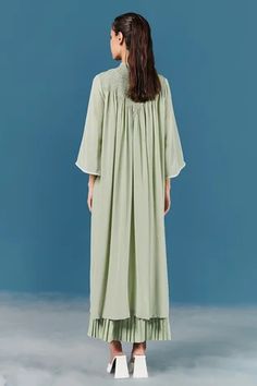 Shop for Ilk Green Gathered Dress for Women Online at Aza Fashions Pom Dress, Green Lily, Lily Dress, Pom Pom Dress, Denim Embroidery, Gathered Dress, Fabric Silk, Green Silk, Silk Crepe