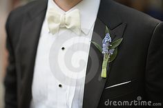 a man in a tuxedo with a boutonniere on his lapel