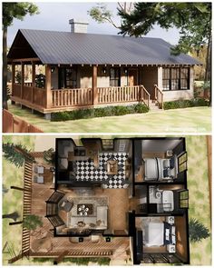 Small House Blueprints, Small Cottage House Plans, House Flippers, Small Cottage Homes, Sims 4 House Plans, Sims 4 House Building, House Floor Design, Sims 4 House Design, Casas The Sims 4