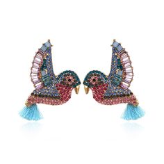 PRICES MAY VARY. Excellent quality - Boho bird fringe earrings are made of highly polished alloy through metal plating process, so they have a fine lustre. They are hypoallergenic and comfortable to wear. The well-designed curved edges also bring a delicate touch to the bohemian bird tassel earrings. Size - 48 × 42mm, a pair of studs with flying bird design for each pack is about 16.5g. Classic and comfortable to wear - Cubic zirconia bird stud earrings can fit well with your fashionable outfits Hummingbird Earrings, Funny Earrings, Bling Earrings, Tropical Bird, Cute Bird, Glitter Earrings, Bird Earrings, Animal Earrings, Bird Jewelry