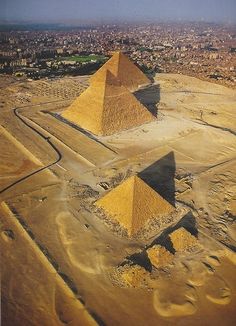 an aerial view of the pyramids in egypt