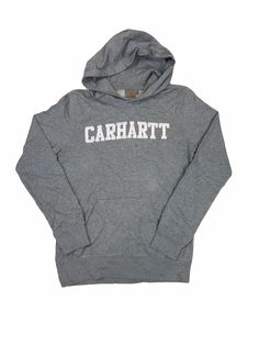 Vintage Y2K Carharrt grey marl spellout hoody oversized XS High quality thick material and stitching. Drawstring missing. Made to last USA workwear.  USA sizing so this fits like a UK small bit check measurements against your own garments  Pit to pit: 51cm Pit to cuff: 53cm Collar to hem: 70cm Streetwear Long Sleeve Hoodie With Logo Lettering, Long Sleeve Hoodie With Logo Lettering For Streetwear, Streetwear Hoodie With Logo Lettering, Casual Cotton Hoodie With Logo Lettering, Gray Long Sleeve Varsity Hoodie, Gray Logo Sweatshirt For Fall, Gray Long Sleeve Logo Sweatshirt, Gray Varsity Hoodie Sweatshirt, Gray Cotton Logo Sweatshirt