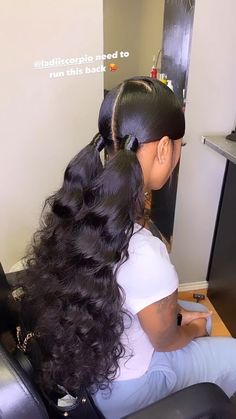 2 Ponytails, Black Ponytail Hairstyles, School Hair, Sew Ins