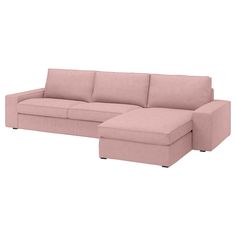 a pink sectional sofa with chaise lounge