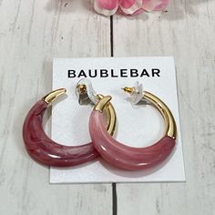 Brand New With Tags Baublebar Pink And Gold Marble Like Earrings About 2 Inches #168 Chic Pink Round Earrings, Chic Pink Hoop Jewelry, Crab Earrings, Minnie Mouse Earrings, Baublebar Earrings, Beaded Tassel Earrings, Gem Earrings, Tassel Drop Earrings, Statement Drop Earrings