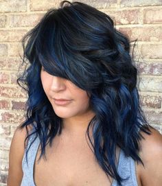 Dark Balayage, Natural Dark Hair, Blue Hair Highlights, Balayage Color, Black Hair Color