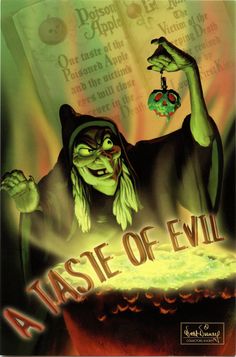 a poster with an evil looking wizard holding up a key to the word taste of evil