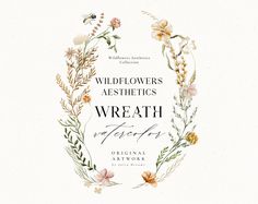 the wildflowers aesthetics wreath and flowers logo