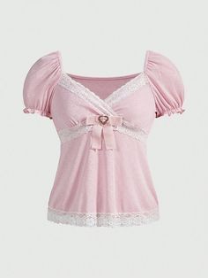 #cute #pink #aesthetic #top #pretty #clothes #outfit #dreamcloset Reference Clothing, Lucky Vicky, Lace Tshirt, Princess Outfits, Girl Fits, Really Cute Outfits, Kawaii Clothes, Aaliyah, Inspiration Mode