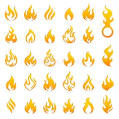 Colored Fire and Flames vector icon set royalty free illustration Colored Fire, Fire Tattoo, Card Tattoo, Fire Art, Free Illustration, Tattoos Ideas, Icon Set Vector