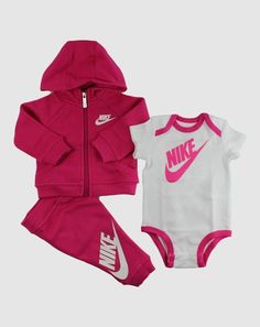 Nike 3 Piece Infant Set Gift Pack Style #: 06B561 V12 Vivid Pink  100% Authentic NIKE Product  Infant Toddler Outfit. Brand New in Box Excellent Service DESCRIPTION  1- Hoodie 1- Body suit 1- Pant Limited Sizes and Quantity Please Read note and Description, it Should Match with Photos Attached, All photos are taken to the Real Item. In case of Description Discrepancy, please contact us for clarification,  Any Return with the reason " Item not as Described is not acceptable. Buyer pays for return Nike Baby Clothes, Color Value, Toddler Graphic Tee, Baby Nike, Cute Nike Outfits, Designer Baby Clothes, Baby Boy 1st Birthday, Baby Supplies