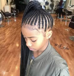 p i n t e r e s t:@e n d e y a h Black Hair Tips, Cornrow Ponytail, Braided Ponytail Hairstyles, Girls Hairstyles Braids, High Ponytail, Black Kids Hairstyles, Girls Braids, Braids For Kids, Cornrow