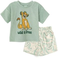 Get ready for a day filled with Disney magic in this stylish Disney tee and shorts set! This cool short sleeve shirt and shorts set features fun artwork your kid will be excited to wear, with iconic characters like Mickey Mouse, Simba from The Lion King, and Lightning McQueen from Cars. Made of a soft loop terry material that keeps your child comfortable, this fashionable Disney outfit is perfect for all day adventure and play! Size: 2T.  Color: Multicolor.  Gender: male.  Age Group: kids.