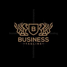 the logo for business tagline, which is designed to look like an abstract shield