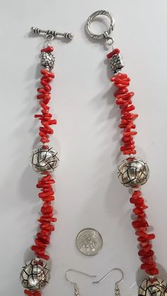 Handmade Boho Womens Girls Genuine Red Noble Coral Bamboo Coral Silver Tone Artist Designed Jewelry Necklace Earring Set Excellent Gift Necklace One of a Kind Beautiful handmade special coral necklace and earring set....GORGEOUS! HIGH GRADE RARE VINTAGE Noble coral and bamboo coral red color, ARTISAN silver tone DESIGNER etched beads and findings, necklace with delicate coral matching earrings. VERY COOL Necklace 23 inches Earrings 1 1/4 inches Beautiful handcrafted ARTIST DESIGNED by CARRIE WHI Handmade Red Coral Jewelry, Red Coral Jewelry With Natural Stones, Adjustable Red Stone Jewelry, Adjustable Red Jewelry With Stones, Red Round Artisan Jewelry, Artisan Red Round Jewelry, Handmade Red Coral Dangle Jewelry, Handmade Coral Sterling Silver Jewelry, Handmade Coral Round Jewelry