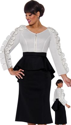 Stellar Looks Church Suits Fall & Holiday 2024. Perfect item for church events or any special occasions. Elegant Ruffled Dresses For Church, 1 Piece Dress, Monochromatic Fashion, Church Fashion, Church Dress, Church Suits, Midi Dress Formal, Plus Size Formal, Scuba Dress