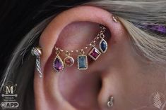 Funky Nose Ring, Cool Ear Piercing, Ear Piercing Curation, Ear Curation, Body Decor, Fancy Sapphire