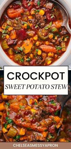 Sweet Potato Stew Stew Crockpot, Sweet Potato Stew, Crockpot Slow Cooker, Healthy Sweet Potato, Crockpot Stew, Potato Stew, Slow Cooker Beef Stroganoff, Vegetarian Crockpot Recipes, Beef Stew Crockpot