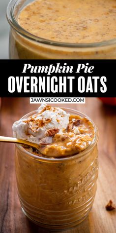 pumpkin pie overnight oats in a mason jar