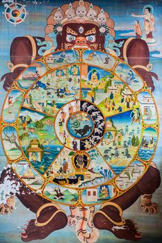 the wheel of life is depicted in this painting