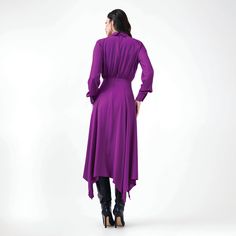 This Midi Dress comes with a stylish matching scarf, adding an extra layer of sophistication to the ensemble. The elegant midi length offers a flattering silhouette, while the scarf adds versatility and charm. Perfect for both casual and formal occasions, this dress brings together comfort and elegance for a refined, put-together look 60% viscose 40% polyester dry clean only Elegant Silk Maxi Dress With Asymmetrical Hem, Elegant Midi Dress With Asymmetrical Hem For Work, Chic Asymmetrical Midi Dress For Semi-formal Occasions, Chic Semi-formal Dress With Asymmetrical Hem, Chic Asymmetrical Midi Dress For Office, Elegant Asymmetrical Dress For Fall Formal, Chic Formal Dress With Handkerchief Hem, Elegant Asymmetrical Dress For Formal Fall Events, Elegant Long Sleeve Asymmetrical Dress For Work