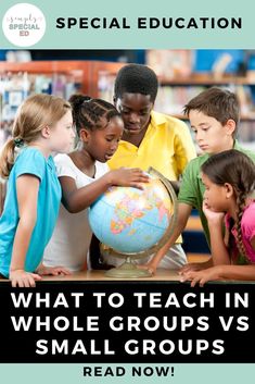 In a self-contained classroom there are times when whole group activities work well over small group activities. Today, I am sharing when whole group is best and when small group instruction is best. Science and social studies lessons along with read alouds are great for whole group whereas breaking down reading lessons and math lessons into individualized instruction can be best. Learn more about when to use small groups vs. whole groups.