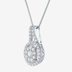 Features: Certified Diamonds, Quick ShipDiamond Clarity: Si1-I1Jewelry Closure: Spring Ring ClaspSetting: ProngStone Cut: RoundDiamond Color: G-IMetal Color: WhiteChain Length: 18 InchPendant Length: 19mmPendant Width: 10.5mmRounded Carat Weight: 3/4 Ct. T.w.Chain Construction: BoxCare: Wipe CleanStone Type: 41 Lab Grown DiamondAuthenticity: Lab Grown DiamondBirthstone: April BirthstoneMetal: 10k White GoldNecklace Type: Pendant Necklaces, Halo Necklaces, Multi-Diamond NecklacesCountry of Origin White Halo Design Round Cut Necklace, Fine Jewelry White Necklace With Halo Design, White Necklace With Halo Setting For Anniversary, White Halo Design Necklace For Anniversary, White Pendant Necklace With Halo Setting, White Gold Pendant Necklace, Halo Necklace, White Gold Pendant, White Gold Chains