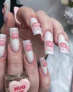 Paw Print Nails, Paznokcie Hello Kitty, Paw Nails, Wow Nails, Edgy Nails, Grunge Nails, Really Cute Nails, Kawaii Nails