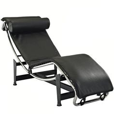 the reclining chair is black and has an adjustable foot rest on it's side