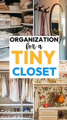 an organized closet with clothes and shoes