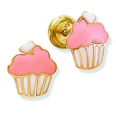 Cupcake Kids Stud Earrings 14K by Kury - Available at SHOPKURY.COM. Free Shipping on orders over $200. Trusted jewelers since 1965, from San Juan, Puerto Rico. Sweet White Earrings For Birthday, Sweet Gold Earrings For Gift, Kids Studs, Cupcake Earrings, Kid Cupcakes, Yellow Gold Stud Earrings, Baby Earrings, Baby Jewelry, Kids Earrings