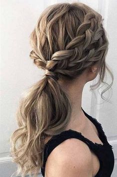 Pretty Ponytails, Pony Hairstyles, Elegant Ponytail, Ponytail Updo, Simple Prom Hair, Braided Prom Hair, Dance Hairstyles, Braided Ponytail Hairstyles