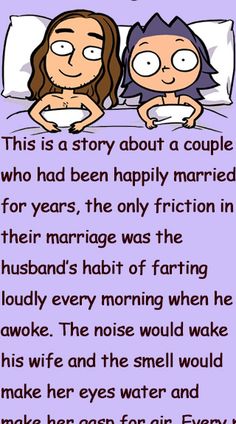 cartoon characters laying in bed with the caption that reads, ` this is a story about a couple who had been happily married for years, the only fiction in their marriage