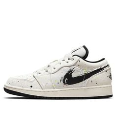 (GS) Air Jordan 1 Low SE 'Paint Splatter' DH3295-100 (AJ1/SNKR/Retro/Low Top/Basketball/Shock-absorbing) Vapour Max Nike, Sports Uniforms, Nike Air Jordan 1, Air Jordan 1 Low, Jordan 5, Jordan 1 High, Jordan 1 Low, Jordan 3, Jordan 11