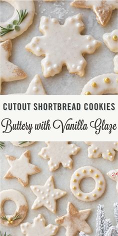 cutout shortbread cookies with vanilla glaze are the perfect holiday treat for those special occasion