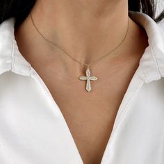 Introducing our Minimalist Stone Cross Pendant--a refined symbol of faith and simplicity.  Orders; It is carefully produced by NisPersonalized. "MATERIAL"   -- 100% 925k Sterling Silver - This solid, precious metal is a classic that lasts forever. While it may darken over time, with continuous care and an occasional, it's as good as new. -- 18K Gold Plated - For those with an eye for striking gold, our gold jewelry uses sterling silver as a base and is plated with a durable and thick layer of 18 Elegant Cross Charm Necklace For Everyday, Delicate Everyday Cross Necklace, Delicate Everyday Cross Pendant Jewelry, Minimalist Cross Necklaces For Mother's Day, Minimalist Cross Necklace For Mother's Day, Minimalist Personalized Cross Necklace, Minimalist Clavicle Chain Crucifix Jewelry, Minimalist Crucifix Clavicle Chain Jewelry, Simple Clavicle Chain Cross Jewelry