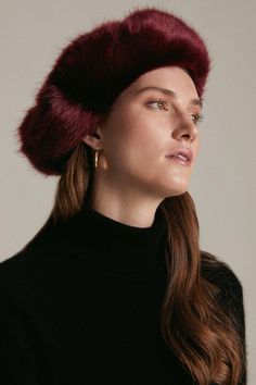 Faux Fur Beret Beret Outfit, Hat Collection, Beret Hat, Karen Millen, Fashion Face, Click Here, Faux Fur, Winter Hats, Hats