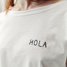 Hola Embroidery trendy T-Shirt Unique Design Limited Edition White Women's Trend T-Shirt Trend T-Shirt Unique, Hola, Embroidery Slogan Tshirt, Gift, Christmas, Birthday Gift, Mother's Day Gift, Valentine Gift HOLA Embroidered Minimal Slogan, Limited Edition, Designer White T-Shirt Loose T-shirt One Size %100 cotton Bottom: 56cm Length: 48cm Wash 30 degrees, No Tumble Dry, Iron Reverse Minimal Tshirt Design, Embroidery T Shirt, Full Sleeve Tshirt, Trend T Shirt, Iron On Embroidery, Embroidery Tshirt, Slogan Tshirt, Gift Valentine, Crop T Shirt