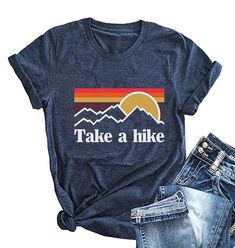 PRICES MAY VARY. Cotton blend, Soft and Comfortable Take A Hike Letter Printed, Camping Hiking Graphic Tee tops, Short Sleeves, O-Neck T-Shirt, loose fit. Perfect for Vacation, mountain Climbing, Holiday, Casual and Out for Fun. Womens Casual T-shirt, Suit for spring, summer, fall, Good Choice to match with jeans, leggings, Great gift for you and friends. Casual tees for Women, Suggest To Hand/Machine Wash Cold Water. Xiaomomo Womens Take A Hike Printed Short Sleeves T-Shirt Casual Camping Hikin Hiking Graphic, Printed Summer Shorts, Letter Print Tee, Take A Hike, Casual Tee, Printed Tees, Graphic Shirts, Casual T Shirts, Top Tee