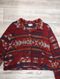 Beautiful thrifted Aztec printed button down sweater. Likely fits size 2-4 very well! Aztec Sweater, Very Well, Size 2, Sweater Outfits, Sweaters For Women, Street Wear, Clothes For Women, Red, How To Wear