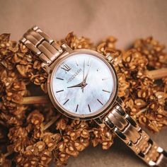 Hanwi (Nacre/Gold) Tail Feathers, Shimmer N Shine, Pillow Box, Genuine Turquoise, Gold Wood, Christmas 2024, Women's Watch, Quartz Movement, Eos