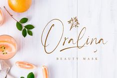 oranges and leaves on a white wooden table with the words, organic beauty mask