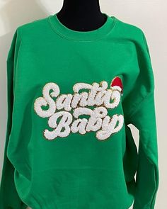 Santa baby chenille patch    Our sweatshirts are made from a soft 50% cotton and 50% polyester, in a crew style.  Choose from our various sweatshirt colors    Embroidered Patches - 11" Wide one single patch Chenille Patch Sweatshirt, Patch Sweatshirt, Sweatshirt Colors, Chenille Patch, Santa Baby, Embroidered Patches, Labour Day, Gender Neutral, Bathing Beauties